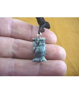 (an-owl-10) OWL Gray Picasso Marble OWLS carving Pendant NECKLACE FIGURINE - $141.43 MXN