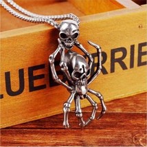 Punk Gothic Silver Spider Pendant Animal Necklace Men&#39;s Jewelry Chain 24&quot; Gift - £13.15 GBP