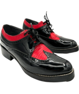 Stacy Baldwin Mens 8.5D Black/Red Wingtip Spectator Leather Vintage Tuxe... - $72.15 CAD