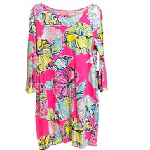 LIlly Pulitzer Pink &amp; Yellow Floral Cotton Charleen Shift Dress Women&#39;s ... - £56.63 GBP