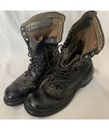 Vintage 1950s US Army Mens Black Leather Authentic Combat Boots Size 9 Military