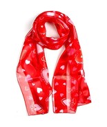 Print light weight Satin Scarves for women, silk feel wrap, Heart, Pink ... - £11.72 GBP
