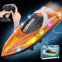 Rc Boat For Kids 8-12, 15+ Mph Fast Remote Control Boat With Led Lights, 2.4G Rc - £26.99 GBP