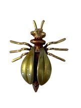 Vintage JJ Jonette Beetle Brooch Gold Tone Green Brown Insect Pin Signed... - $21.60