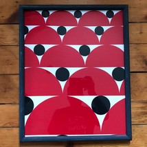 Framed Fabric Red Black White Circles 17&quot;x21&quot; Bedroom Living Room Decor - £38.71 GBP