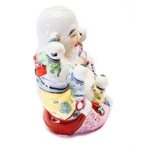 Laughing Buddha Chinese Famille Rose Porcelain With Children Statue 5.5”... - £70.04 GBP