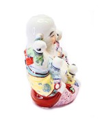 Laughing Buddha Chinese Famille Rose Porcelain With Children Statue 5.5”... - £69.98 GBP
