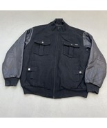 Sean John Men's Black Bomber Jacket Wool Blend/Faux Leather Padded Hood Size XL - $49.49