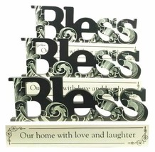 Inspirational Bless Our Home With Love Laughter Wooden Cutout Tabletop Sign Set - £30.04 GBP