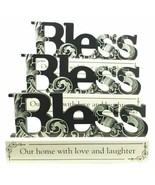 Inspirational Bless Our Home With Love Laughter Wooden Cutout Tabletop S... - £30.27 GBP