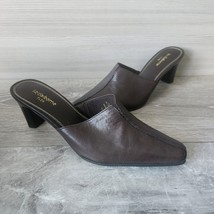 Liz Claiborne Flex Guild Rich Brown Leather 2.75&quot; Heel Shoes Mules Women... - £23.70 GBP