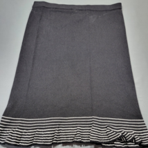 Sag Harbor Women Skirt Size M Black Midi Petite Preppy Ruffle Hem Stretc... - $12.60