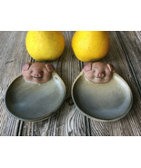 Set Of 2 Piggy Ceramic Wasabi Soy Sauce Lemon Wedge Dipping Sauce Dishes - £15.87 GBP