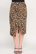 Women&#39;s Plus Leopard Prt Asym Skirt W/ Buckle - $30.50