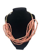 Chunky Statement Necklace Coral Pink Zulugrass Layered African Ethnic Boho Look  - £22.16 GBP