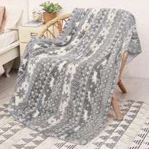 Catalonia Christmas Sherpa Throw Blanket (50 X 60 Inches, Grey), Super Soft Warm - £26.69 GBP