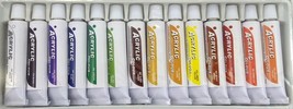 14 Color Acrylic Paint Set 12ml Tubes Professional Grade Artist Rainbow ... - $7.99