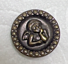 Vintage Raphael Cupid at Wall w Star Studded Rim Button 3/4 Inch Raised ... - $16.34