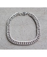 Silver Tone Textured Metal Curb Chain Bracelet Mens Jewelry 8.5&quot; Long 1/... - £9.37 GBP
