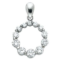 925 Sterling Silver 0.50Ct Moissanite Journey Eternity Circle Pendant Charm 1/2&quot; - £65.76 GBP