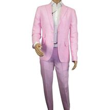 Mens Premium 100% Linen Cocktail Suit by INSERCH Breathable and cool SU880 Pink image 2