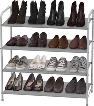 Simple Houseware 20-Pair Grey 4-Tier Shoe Storage Rack. - £30.26 GBP