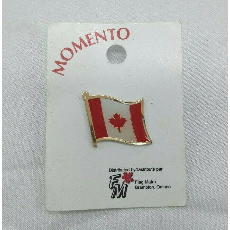 Vintage Canadian Flag On Cardboard Lapel Hat Pin - $5.45