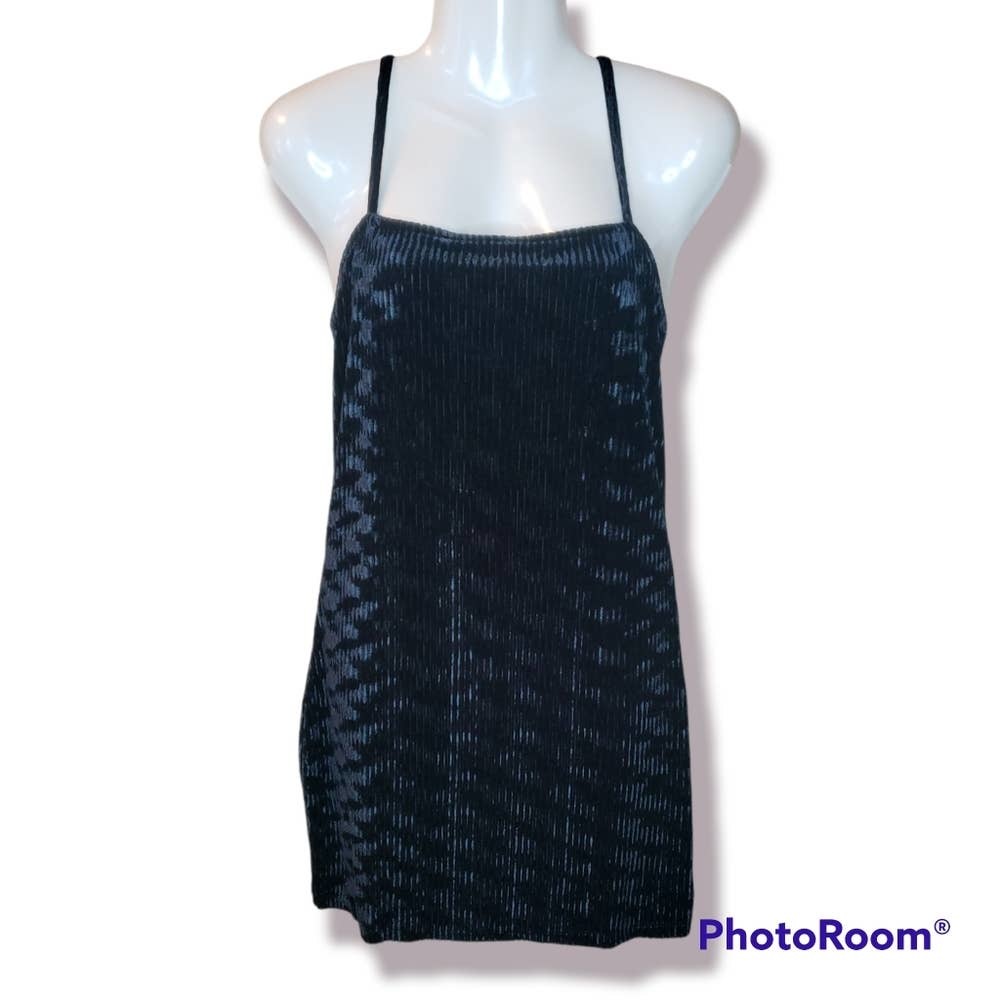 Primary image for NWOT Black Stretchy Criss Cross Back Mini Dress sz M