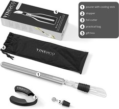 Wine Chiller Set + Foil Cutter, Stopper, Pouch, Ebook - Premium 3-In-1 Set NEW - £13.14 GBP