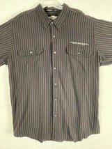 Harley Davison Button Up Shirt Long Sleeve Black Striped Embroidered Men&#39;s XXL - £20.67 GBP