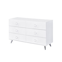 47 Inch White Finish Manufactured Wood Six Drawer Double Dresser - $357.49