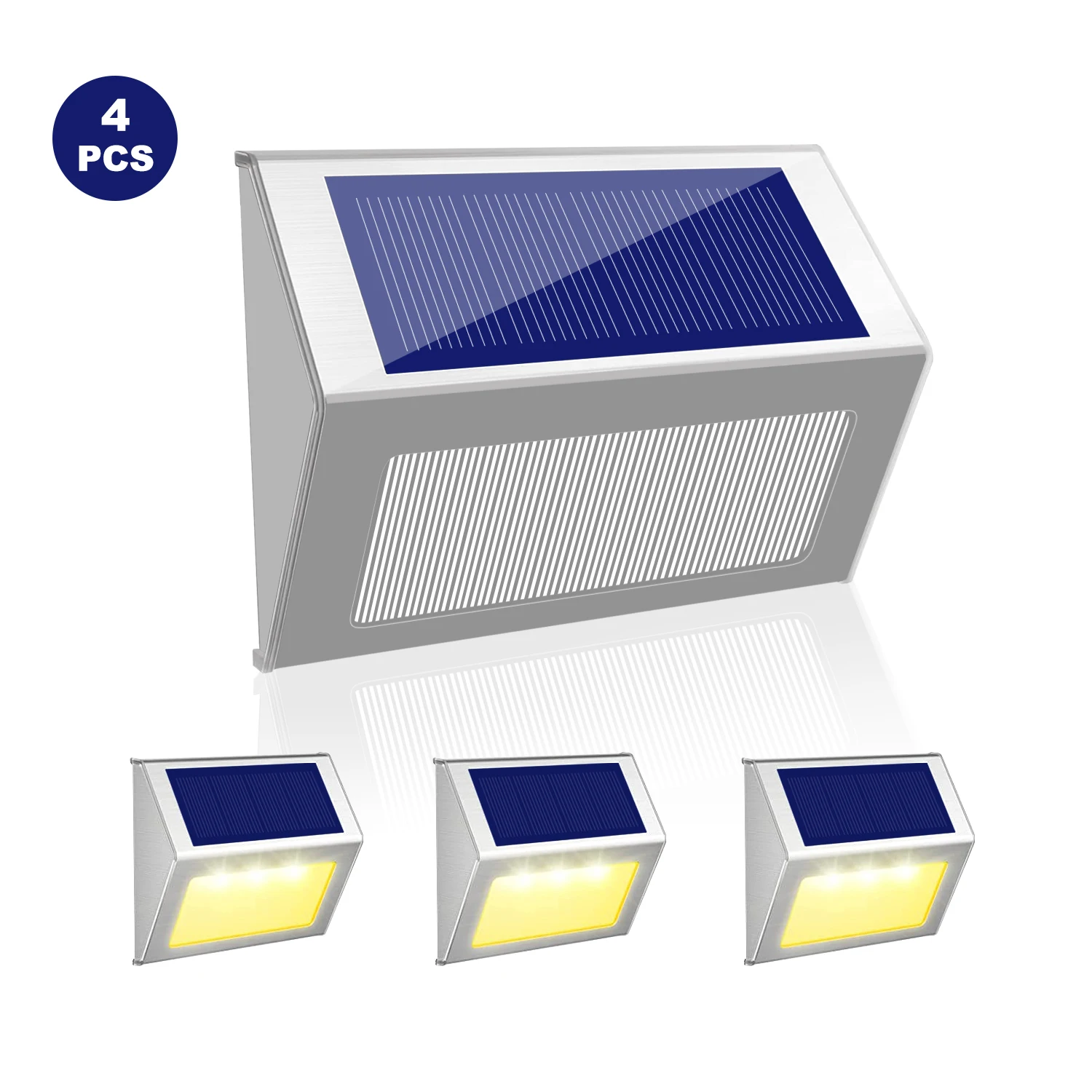 Solar Deck Lights Stainless Steel Bright LED Weatherproof Outdoor Solar Step Lig - £167.27 GBP