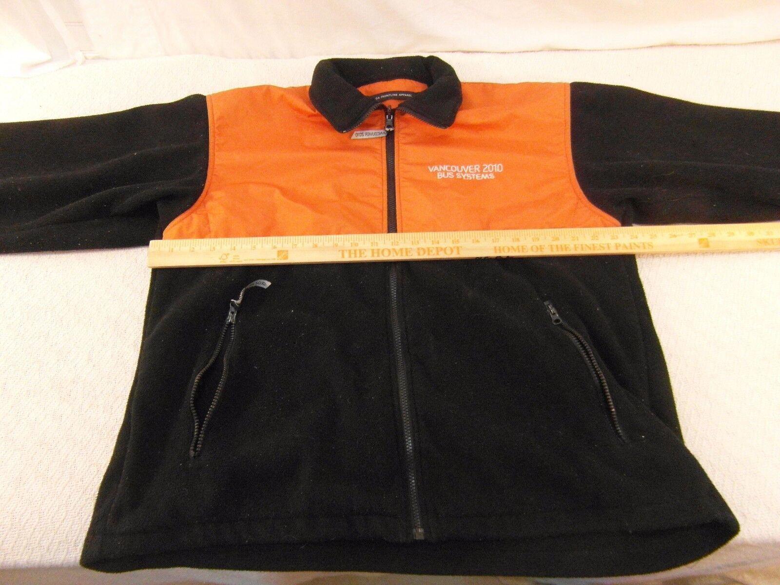 2010 Olympics Vancouver 100% Polyester Black Orange Zip Up Fleece Jacket... - $16.44