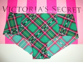 Victoria&#39;s Secret &quot;Pink&quot; Seamless Hipster Panty Dark Ivy Green Tartan Plaid Sz M - £10.44 GBP