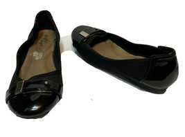 Dexflex Womens Patent Toe and Heel Flats Comfort Shoes Size 6.5 Black Ca... - £12.78 GBP