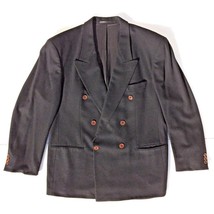 vintage BOSS HUGO BOSS Black Wool Double Breasted Lined Jacket 40R Tessuto Cloth - $86.49