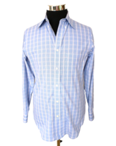 Croft and Barrow Fitted Dress Shirt Men&#39;s Size Medium 15 32/33 Blue Plaid LS - $19.89