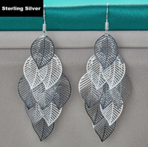 Gentle Leaves Drop Earrings - Sterling Silver - £9.62 GBP