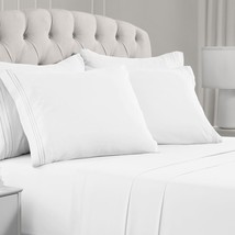 Queen Sheet Set - 6 PCS Bedding Sheets &amp; Pillowcases Deep Pocket up to 16&quot; - £31.46 GBP