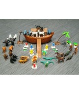 Miniature NOAH&#39;S ARK Boat Animal Biblical Bible Playset with Box 1960&#39;s ... - £37.54 GBP