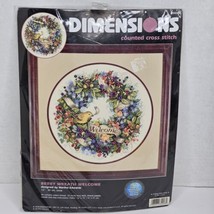 Vintage Dimension Christmas Berry Wreath Welcome Cross Stitch Kit Martha... - $96.95