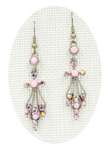 Fabulous new Lt Rose crystal silver angel cross drop pierced earrings - $9,999.00