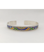 Kabyle Bracelet Silver Berber Enamel Moroccan Cuff Vintage Tribal Antiqu... - $94.05