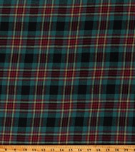 Flannel Sean Plaid Red Yellow Teal Yarn Dyed Flannel Fabric By the Yard D276.26 - £7.82 GBP