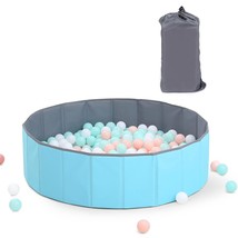 Blue Ball Pit For Toddlers 1-3, Foldable Ballpit With Storage Bag, No Need Infla - £43.95 GBP