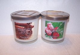 Homeworx Sparkling Cinnamon Stick &amp; Boughs of Holly 3 Wick Scented Candle Set - £28.50 GBP