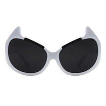 Devil Horned Sunglasses Oversized Oval Wrap Around Shades UV400 - £11.93 GBP