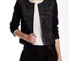 Alice+olivia Kidman Leather Trim Wool Black Blend jacket Boxy Size Small... - $252.45