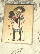 Heartful of Hearts Girl With Hearts Valentine All Night Media 378E Rubber Stamp - $5.89