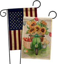 Sunflowers Fall Burlap - Impressions Decorative USA Vintage Applique Garden Flag - £27.94 GBP